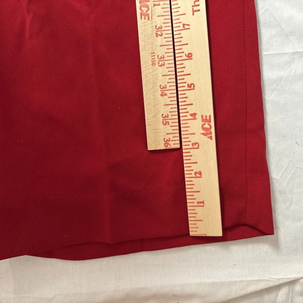 Lined Dress Pants Women Sz 20 Solid Red Pleated Front Elastic Waistbnd 40x26
